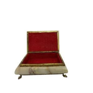 Original Vintage Hand Crafted Stone Jewelry Box. Very Nice. Heavy.